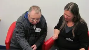 Makaton tutor and student Sense Scotland's Jacky Smith 