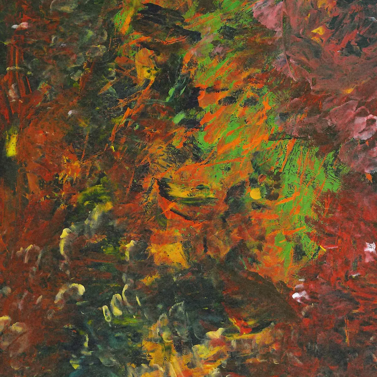 Painting in shades of bronws, greens and yellows