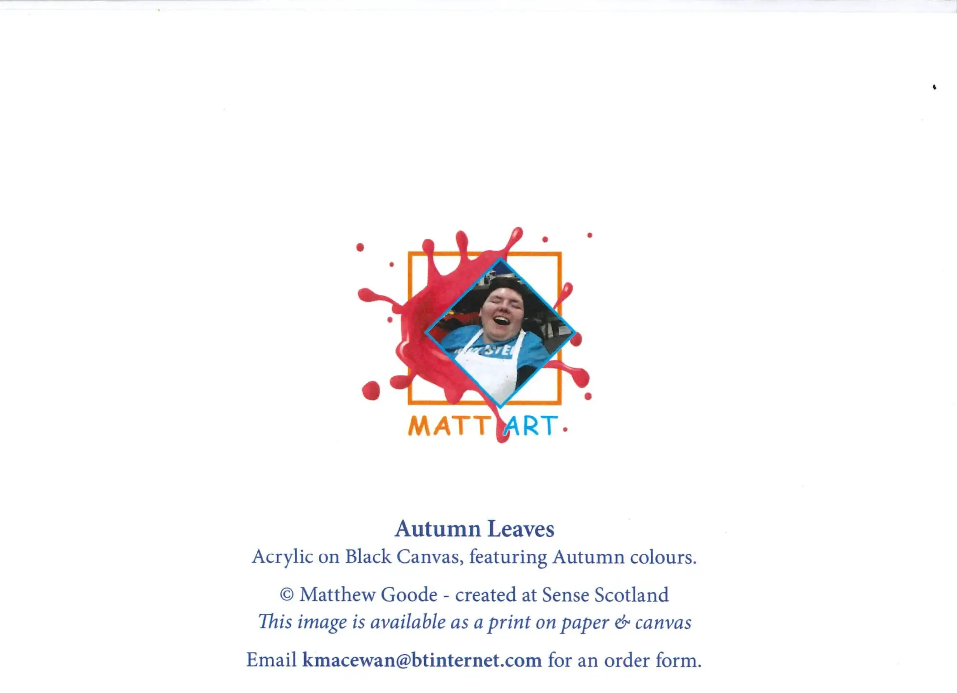 Matt Art "Autumn Leaves" Greetings Card - Image 4