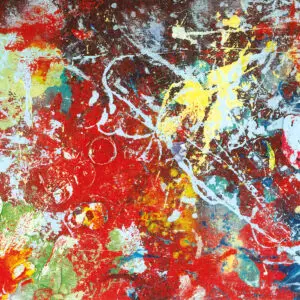 bright coloured painting, lots of red paint