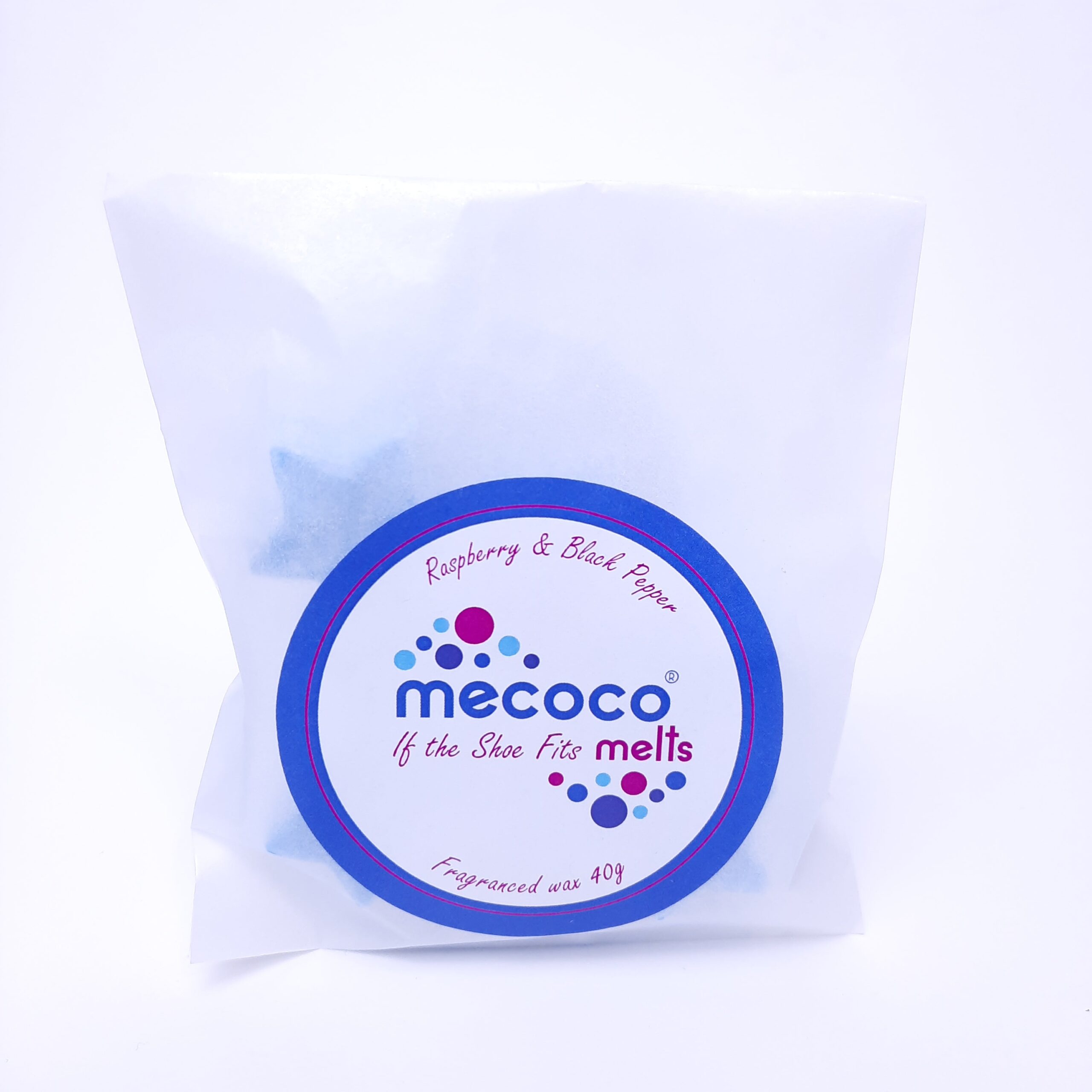 If the Shoe Fits / Raspberry & Black Pepper, Blue Scented Soy Wax Melts refill bag - Image 3
