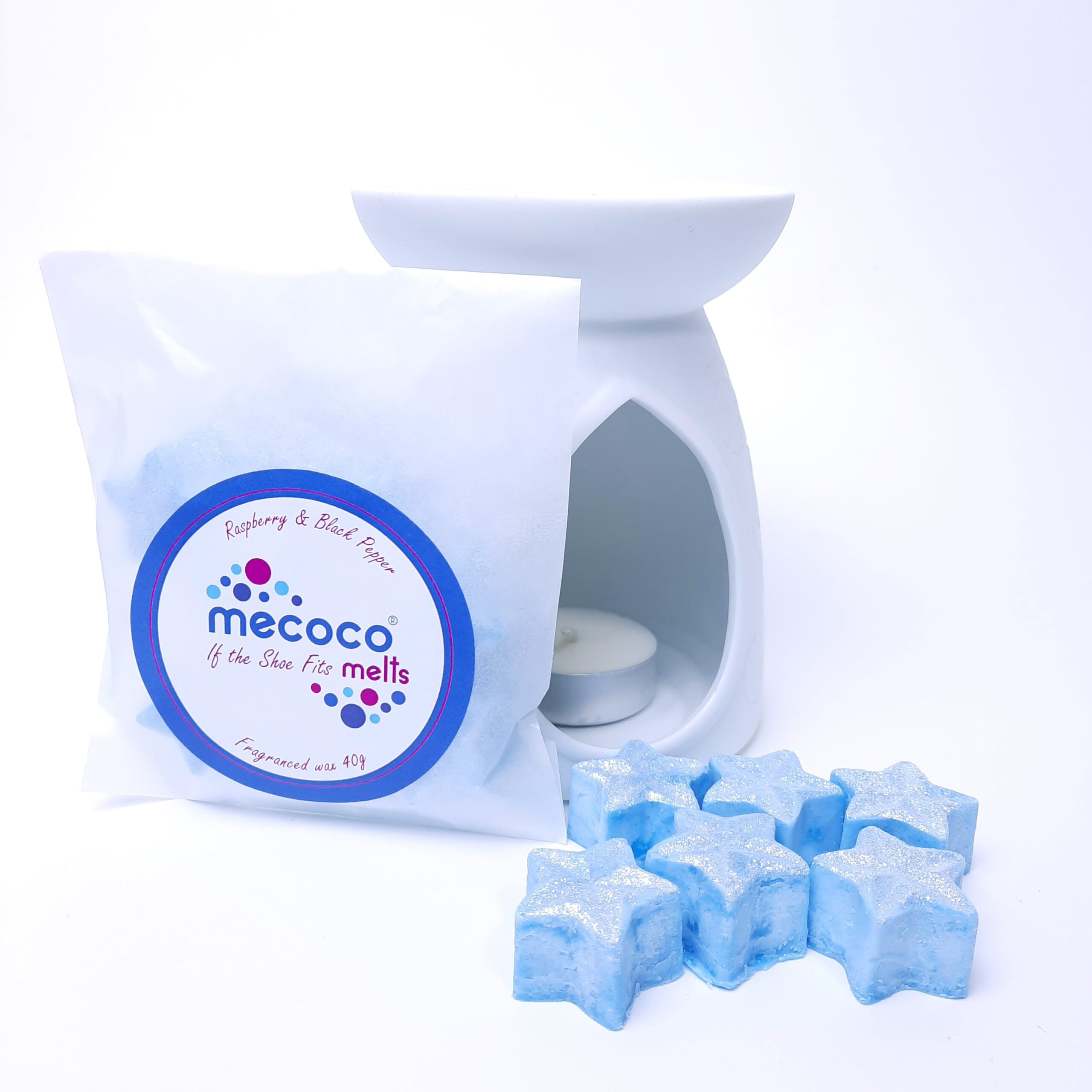 If the Shoe Fits / Raspberry & Black Pepper, Blue Scented Soy Wax Melts refill bag - Image 2