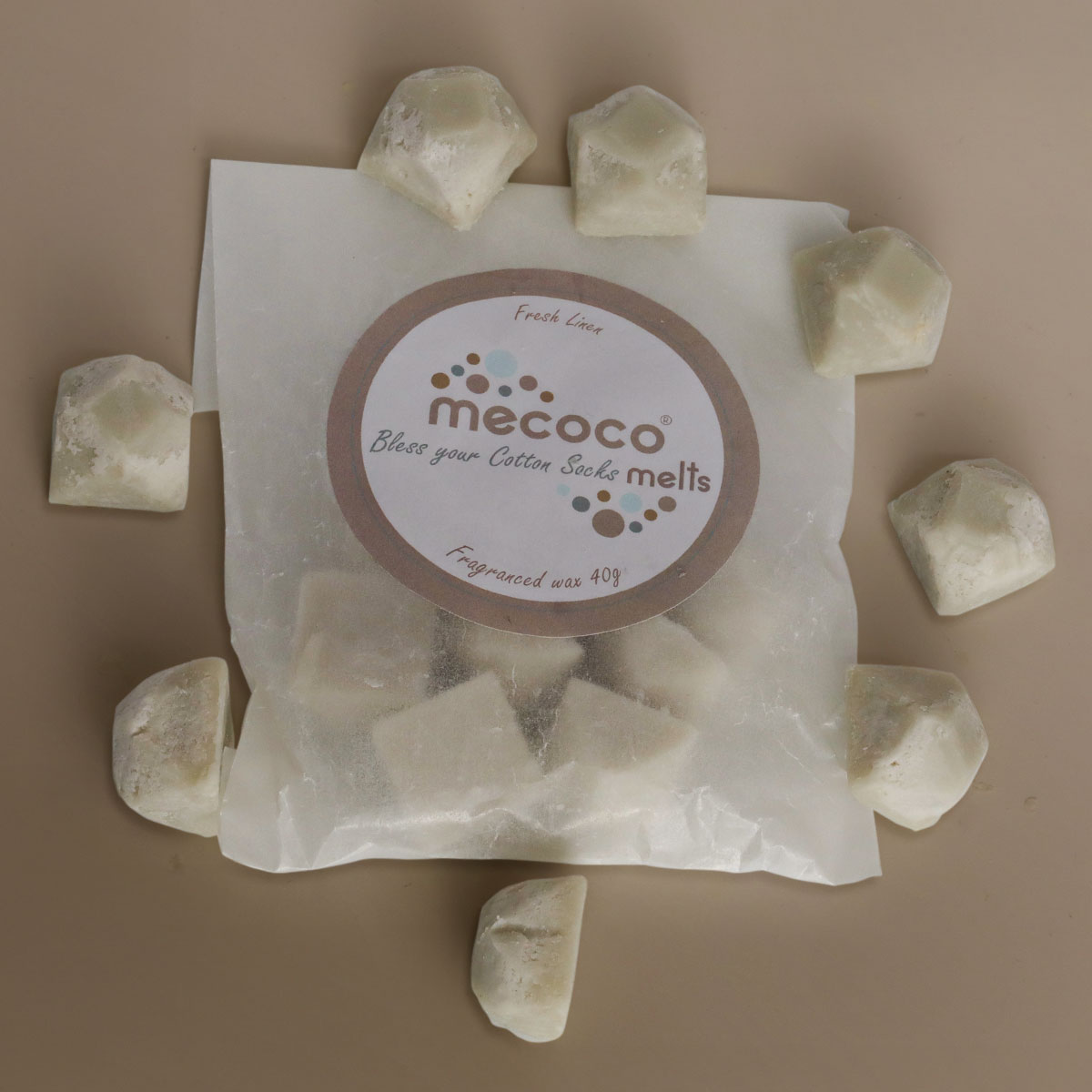 Bless your Cotton Socks / Fresh Linen, Beige Scented Soy Wax Melts refill bag