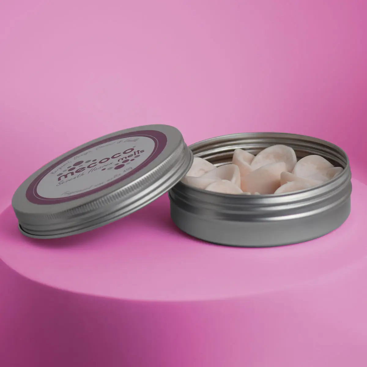 Seventh Heaven / Orange, Coconut, Bergamot & Vanilla, Pink Scented Soy Wax Melts Tin - Image 3