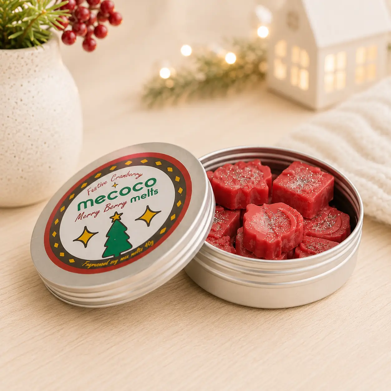 Merry Berry / Festive Cranberry Scented Soy Wax Melts Tin