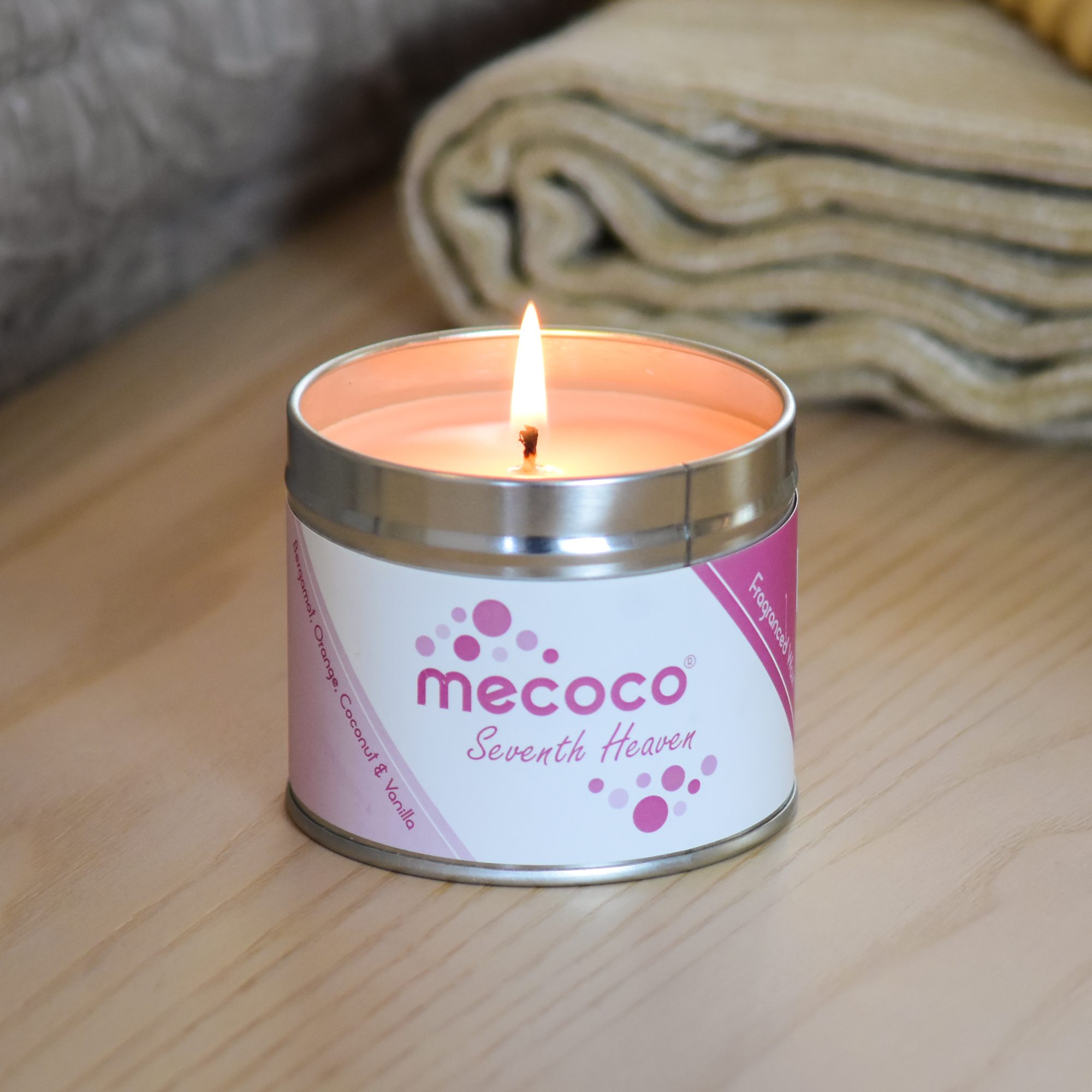 Seventh Heaven / Orange, Coconut, Bergamot & Vanilla, Pink Scented Soy Wax Candles